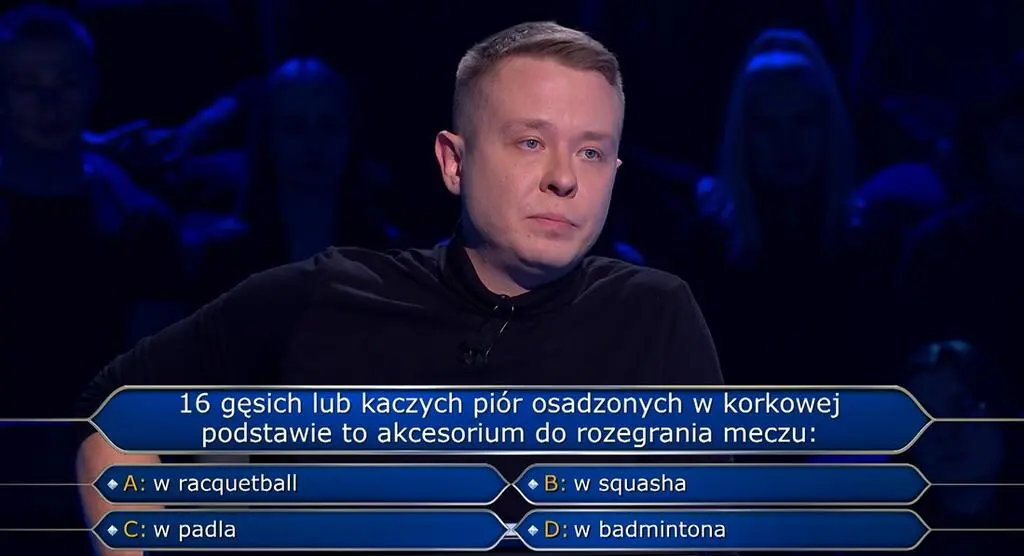 "Milionerzy", odc. 787. 16 gęsich lub kaczych piór osadzonych w korkowej podstawie to akcesorium do rozegrania meczu...?