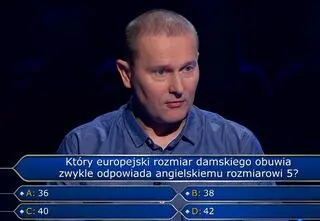 "Milionerzy", odc. 781. Który europejski rozmiar damskiego obuwia odpowiada angielskiemu rozmiarowi 5? 
