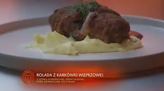 Panierowana Karkówka Wieprzowa z Serem Taleggio na Sosie z Malin i Puree Ziemniaczanym