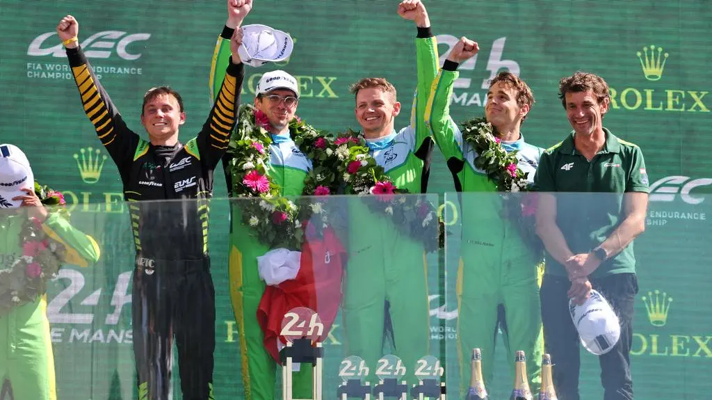 Zwycięzcy Le Mans 2026 LMP 2: Jakub Śmiechowski, Nick Yelloly, Tom Dillman, #43 Inter Europol Competition