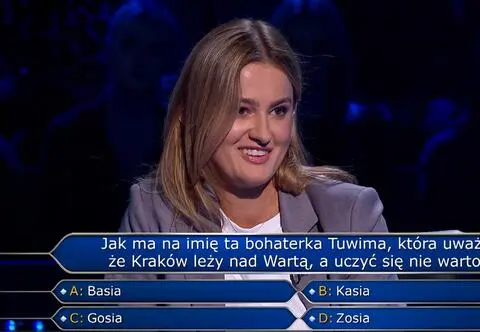 "Milionerzy". Kto uważa, że Kraków leży nad Wartą, a uczyć się nie warto? Pytanie o bohaterkę Tuwima
