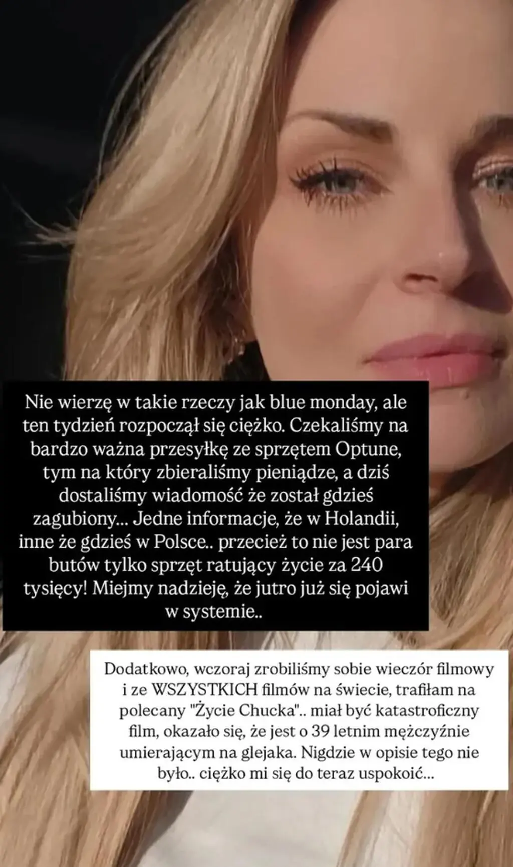 Anita Szydłowska poinformowała o zaginięciu przesyłki