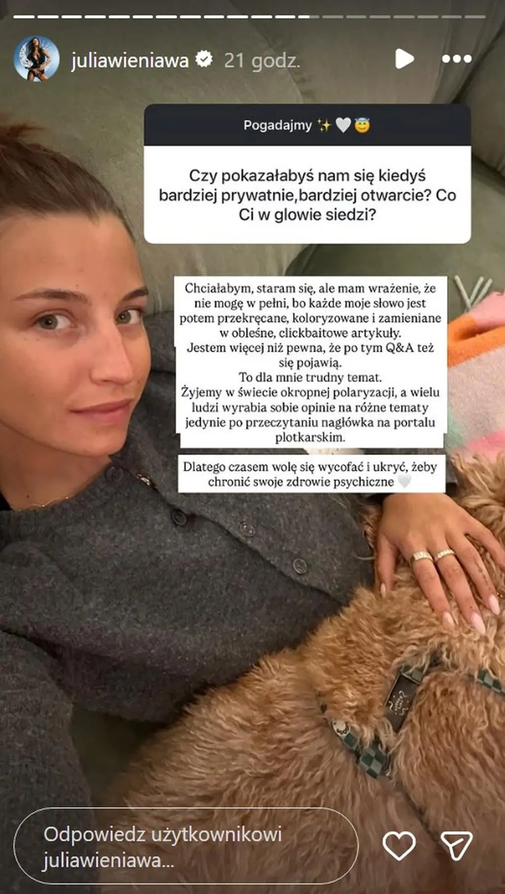 Screen InstaStories Julii Wieniawy