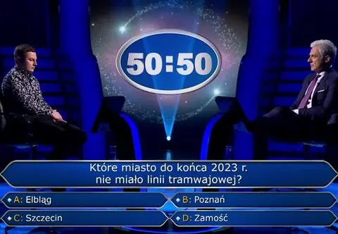 Zaskakujące pytanie warte 125 tysięcy złotych w "Milionerach". Kuba wiedział, bo jechał tramwajem