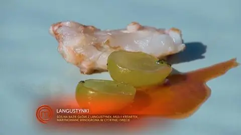 Adrian Królikowski:GRILLOWANE LANGUSTYNKI W SOSIE NA BAZIE WYWARU Z LANGUSTYNEK Z MARYNOWANYMI WINOGRONAMI