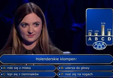 "Milionerzy". Pytanie o holenderskie klompen. Tym razem publiczność nie pomogła 