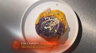 Stek z kapusty na purée z batatów i sosem z trawy cytrynowej