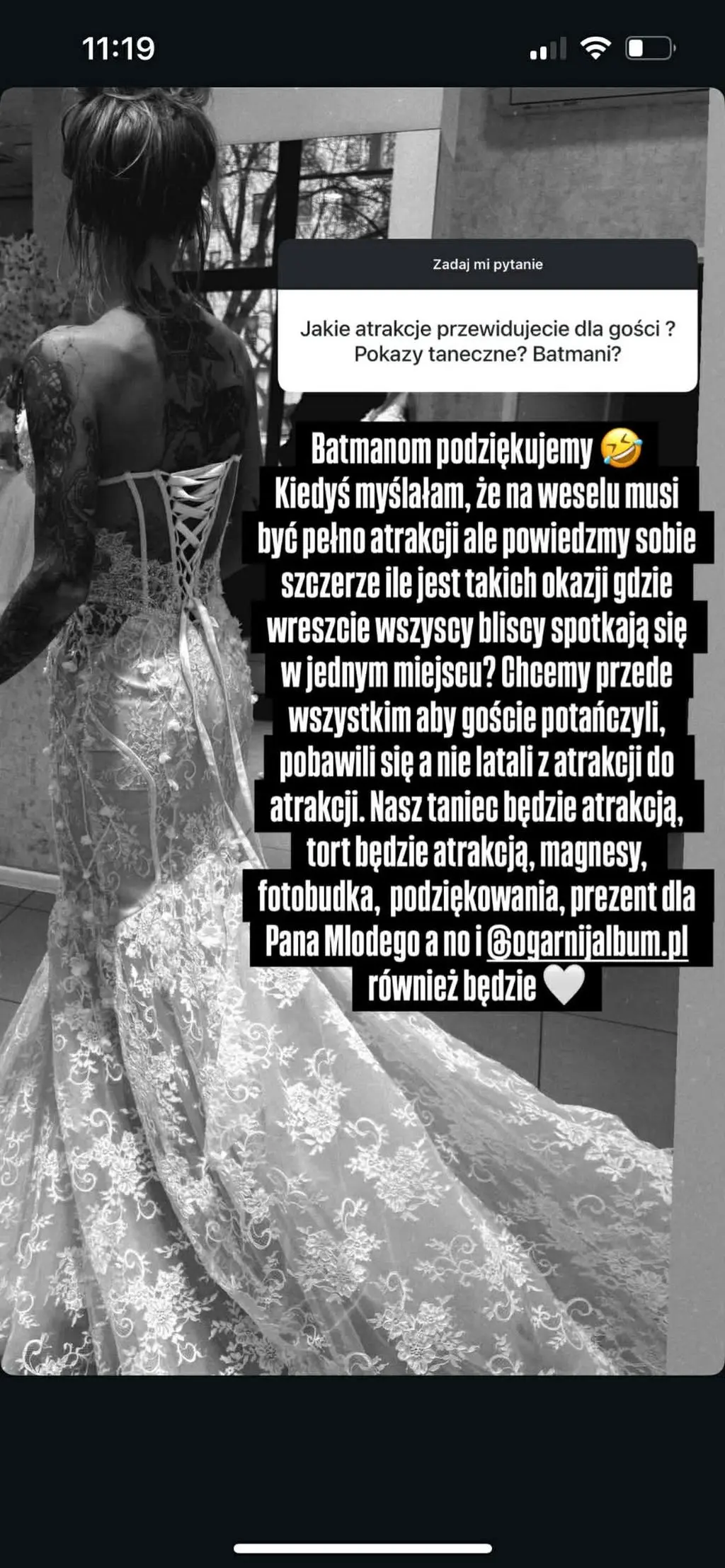 Dominika Stosio o weselu