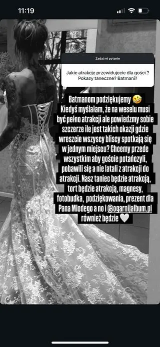 Dominika Stosio o weselu