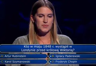 "Milionerzy". Pytanie za 250 tysięcy. Kto w maju 1848 r. wystąpił przed królową Wiktorią?