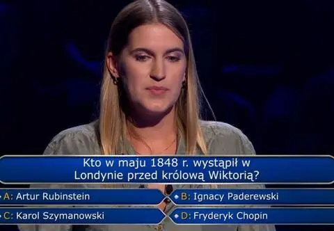 "Milionerzy". Pytanie za 250 tysięcy. Kto w maju 1848 r. wystąpił przed królową Wiktorią?