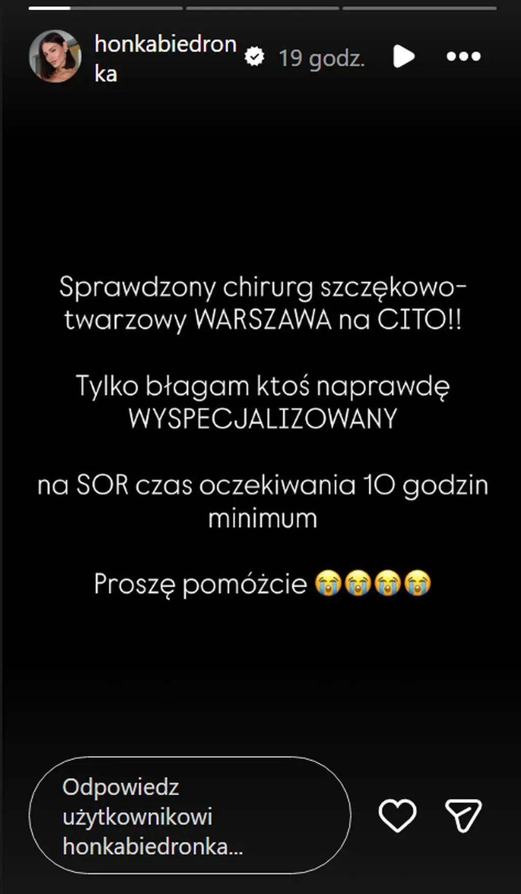 Honorata Skarbek trafiła na SOR