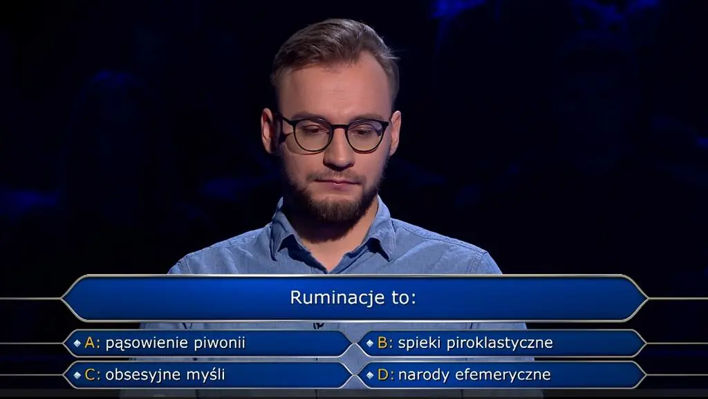 "Milionerzy", odcinek 776. Ruminacje to...? Pytanie za 125 tysięcy złotych