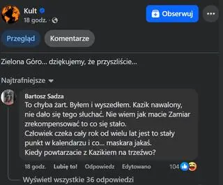 Komentarz dotyczący koncertu Kultu