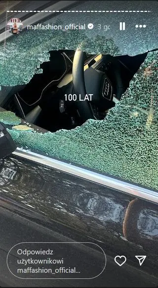 Maffashion pokazała zdewastowany samochód