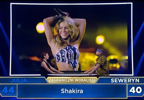 Kto rozpozna więcej gwiazd? Muzyczny pojedynek Julii i Seweryna w "The Floor". Shakira jak... Britney Spears? [PRZED EMISJĄ W TV]