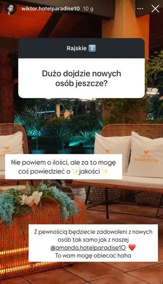 Wiktor z "Hotelu Paradise 10" o nowych uczestnikach