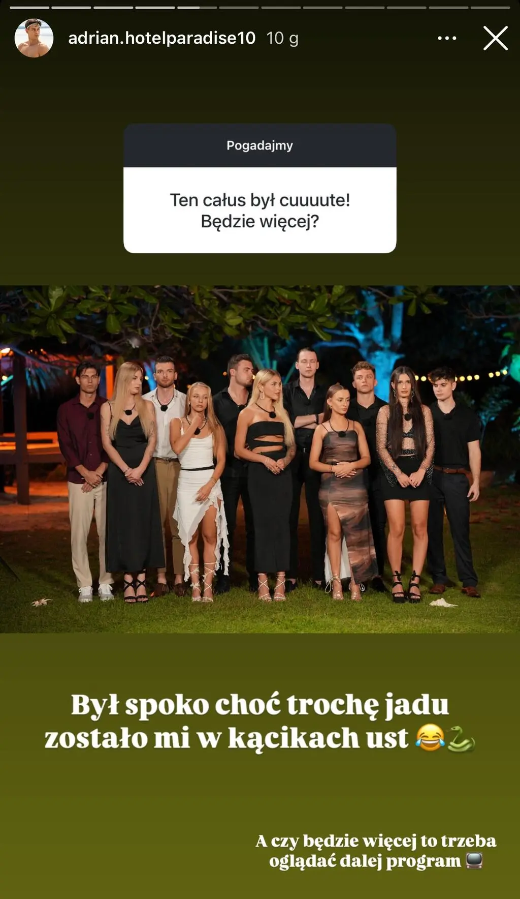 "Hotel Paradise". Adrian o pocałunku z Karoliną