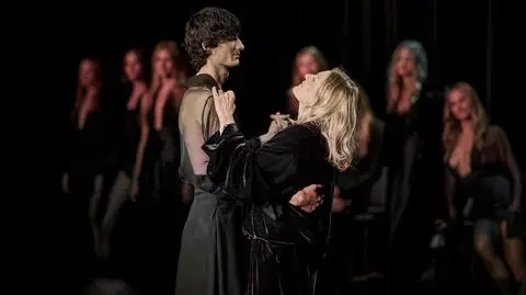 Pokaz kolekcji Dawida Wolińskiego: Dominik Szymański, Grażyna Szapołowska