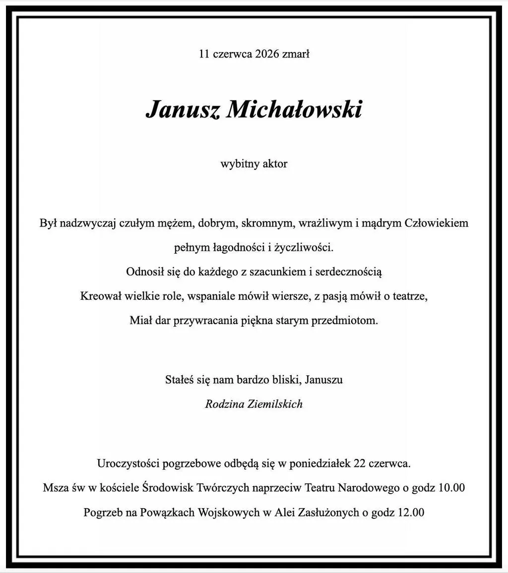 Pogrzeb Janusza Michałowskiego - nekrolog