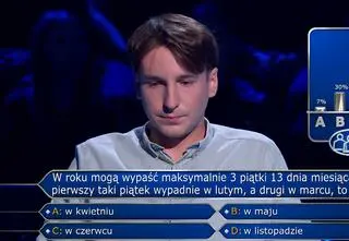 "Milionerzy", odc. 779. Kiedy wypadnie kolejny piątek 13? Grzegorz zaufał publiczności
