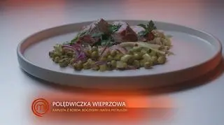 Polędwica wieprzowa na kapuście z bobem  