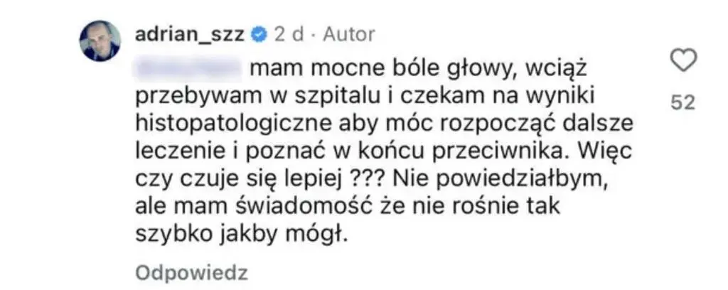 Adrian ze "ŚOPW" wyznał, jak się czuje po operacji