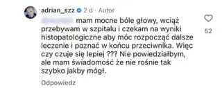 Adrian ze "ŚOPW" wyznał, jak się czuje po operacji