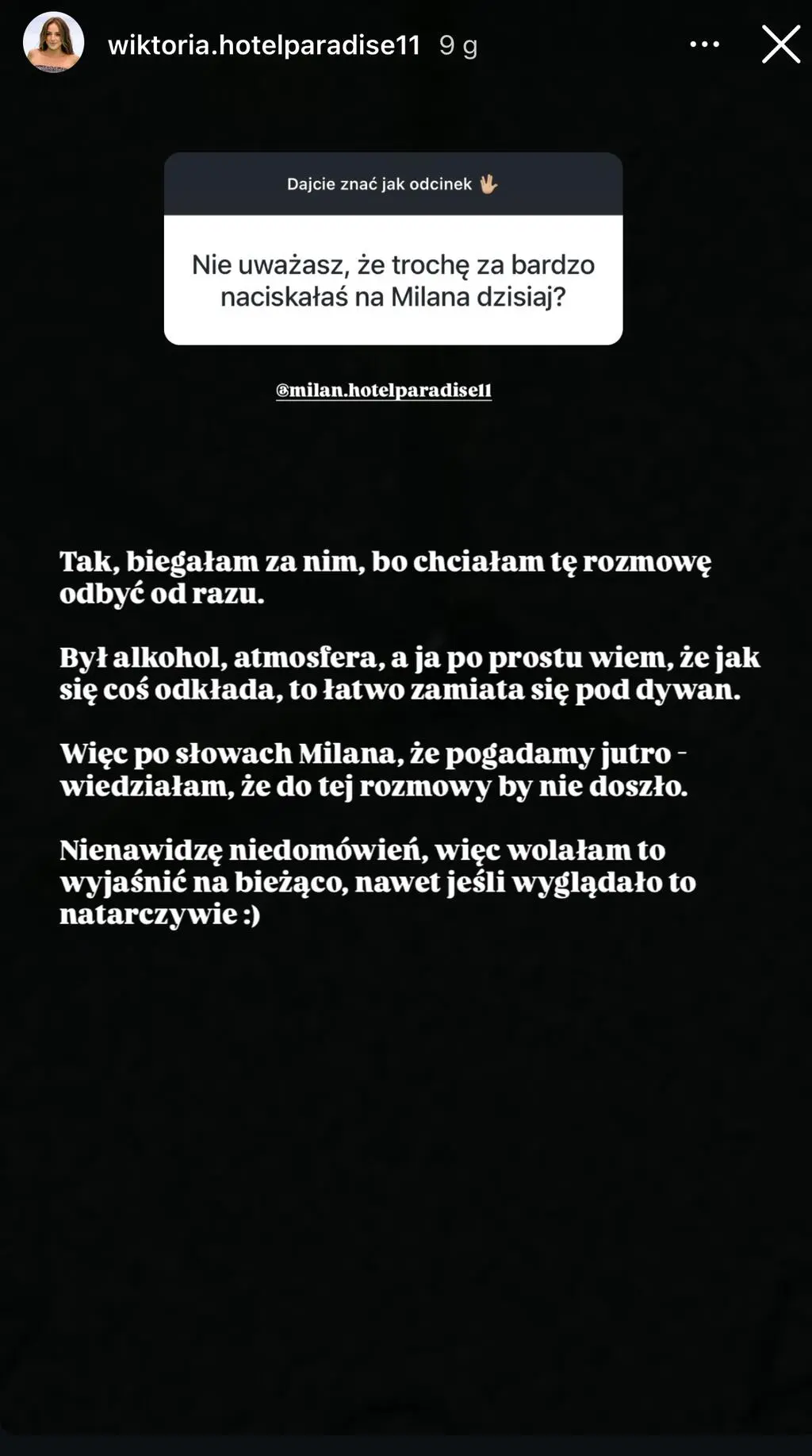 "Hotel Paradise 11". Wpis Wiktorii
