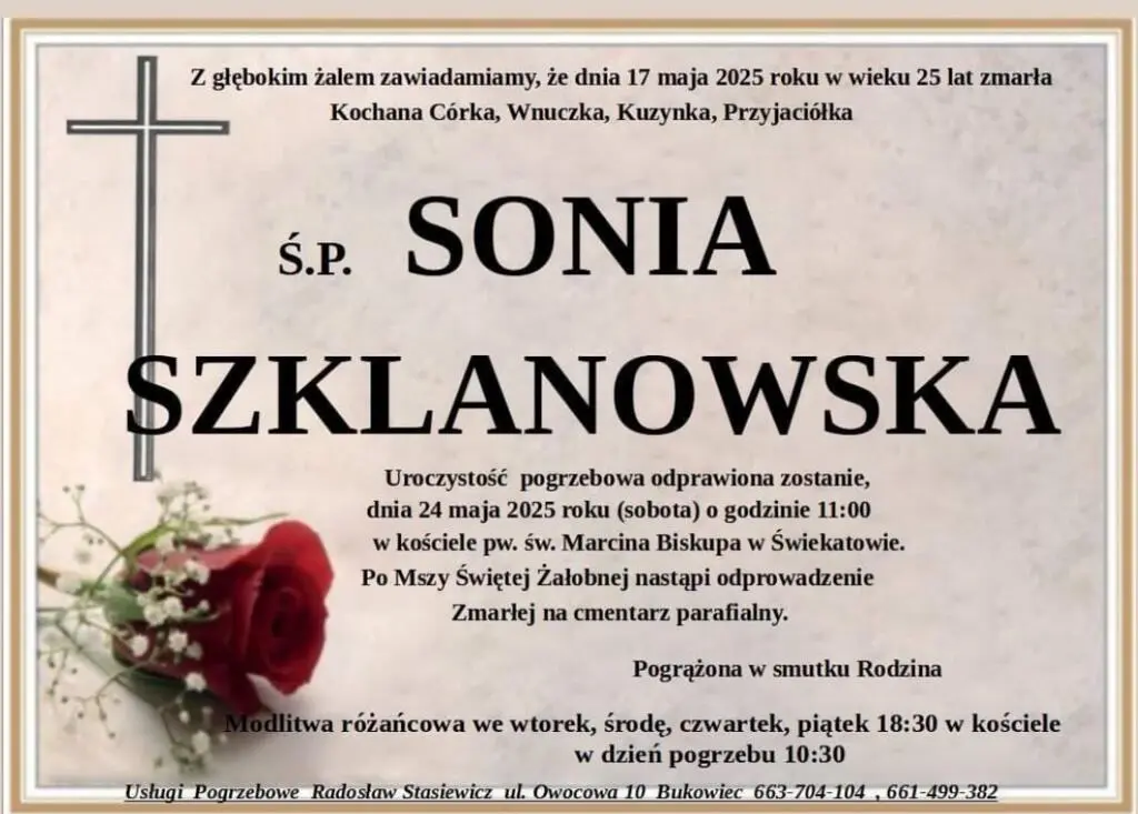 Sonia Szklanowska nie żyje. Szczegóły pogrzebu