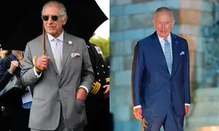 Król Karol III - po lewej 2023 r., po prawej 2025 r. 