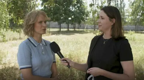 Agnieszka Żulewska na planie serialu "Porządny człowiek"