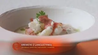 Krewetki i Langustynki z Passatą z Pomidora i Brzoskwini