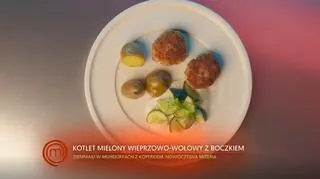Kotlety mielone wieprzowo-wołowe z ziemniakami w mundurkach i mizerią
