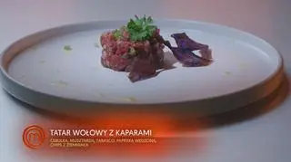 Tatar Wołowy z Chipsami z Fioletowego Ziemniaka