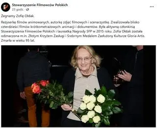 Nie żyje Zofia Ołdak