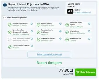 Darmowe sprawdzenie VIN w serwisie autoDNA - dostępne informacje w pełnym Raporcie Historii Pojazdu 