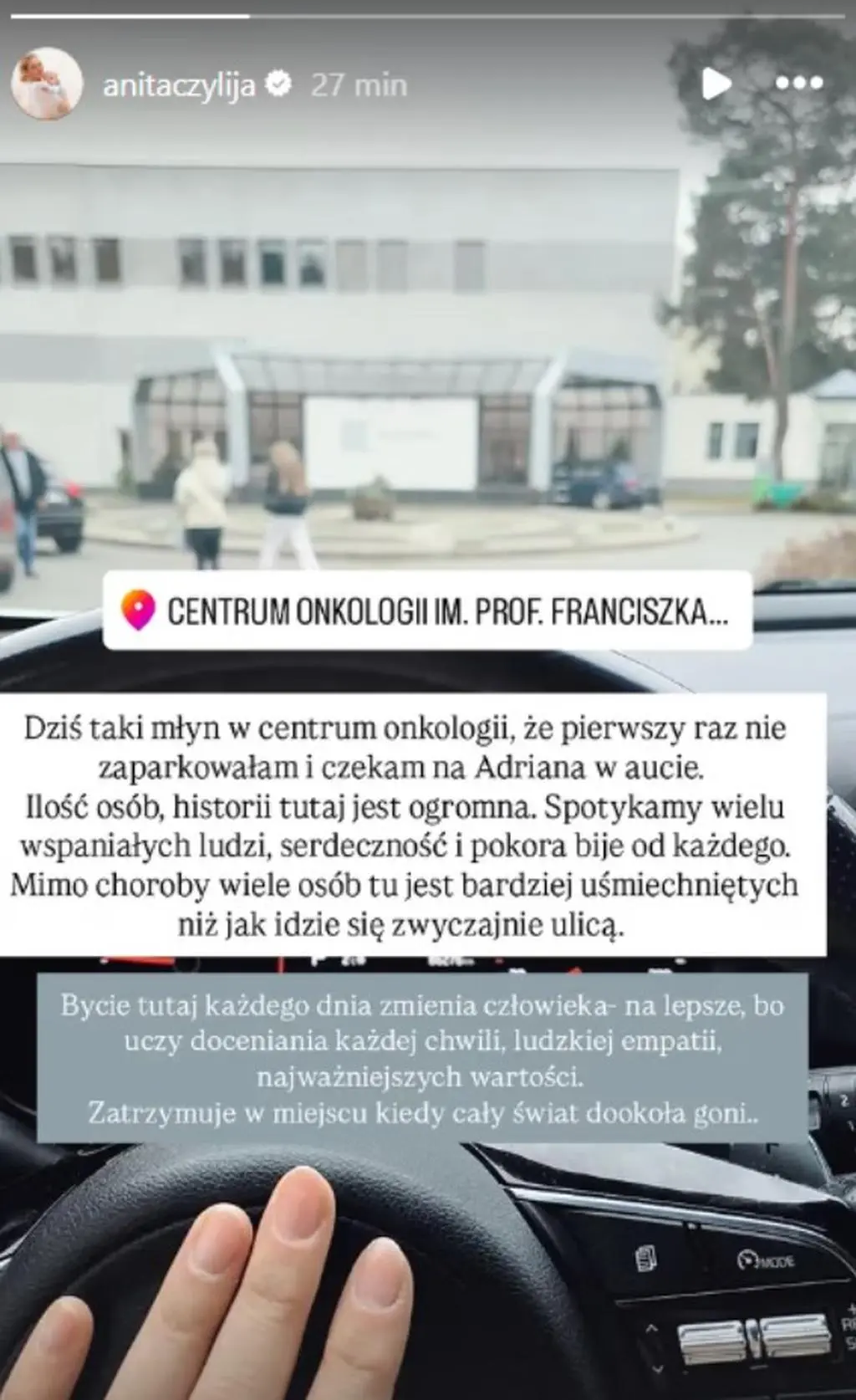 Anita Szydłowska ze "ŚOPW" opublikowała relację spod centrum onkologii