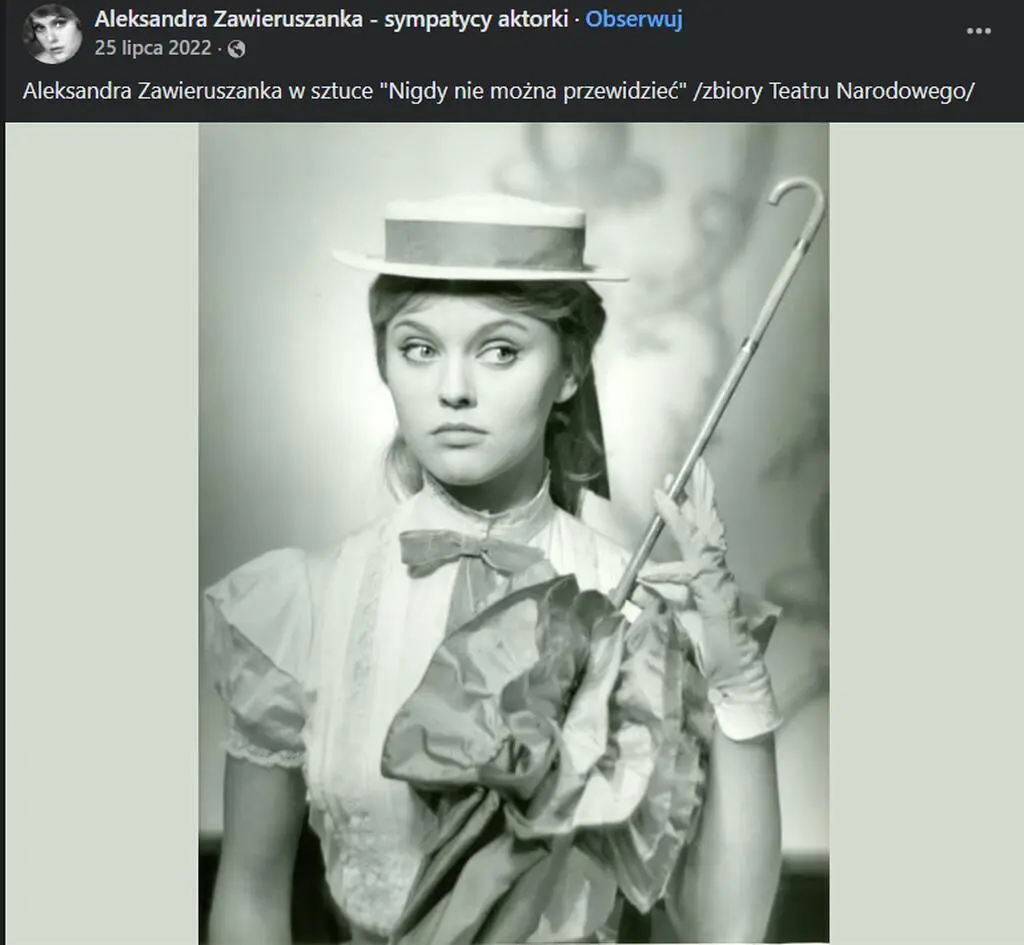 Aleksandra Zawieruszanka w sztuce "Nigdy nie można przewidzieć"