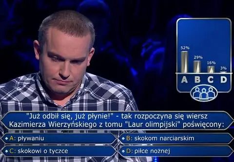 "Milionerzy". Pytanie o wiersz Kazimierza Wierzyńskiego przerosło nawet publiczność 