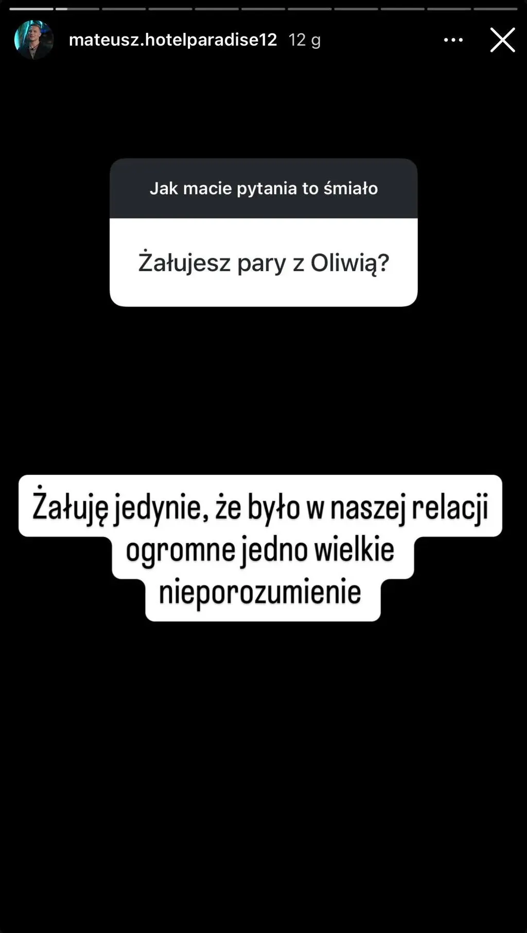 Mateusz z "Hotelu Paradise 12" o sytuacji z Oliwią
