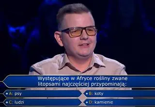 "Milionerzy", odcinek 773. Rośliny zwane litopsami najczęściej przypominają...? Konrad poradził sobie bez kół ratunkowych