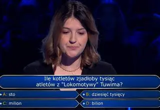"Milionerzy". Ile kotletów zjedliby atleci z wiersza Tuwima? Podchwytliwe pytanie zbiło z tropu Ewę