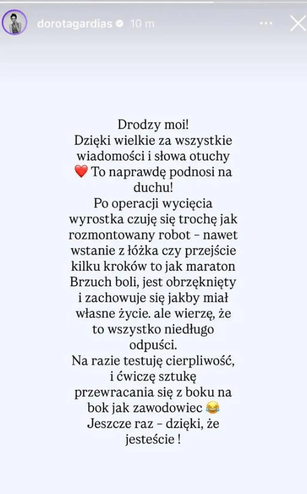 Dorota Gardias zabrała głos po operacji