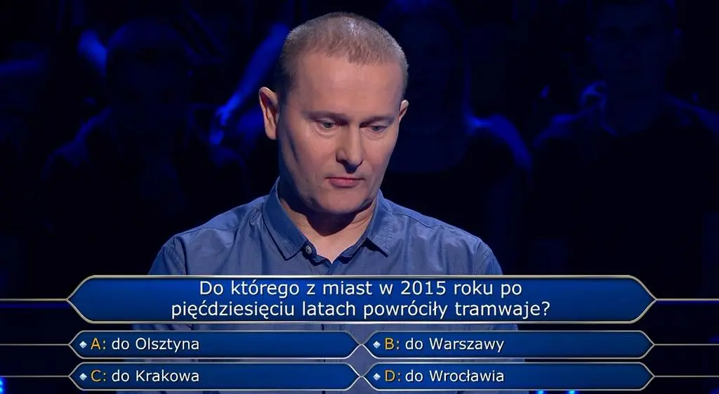 "Milionerzy", odc. 781. Do którego z miast w 2015 roku po pięćdziesięciu latach powróciły tramwaje?