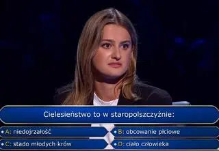 "Milionerzy", odc. 775. Zamiana pytania za 75 tysięcy złotych. Czym było cielesieństwo?