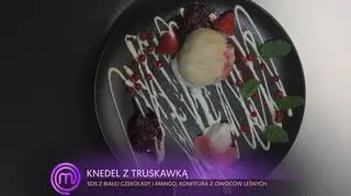 Knedle z truskawkami i sosem z białej czekolady – przepis Eryka Berouda z "MasterChef Nastolatki"