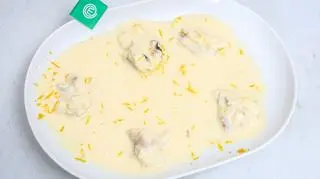 Ceviche z labraksa z espumą z białych szparagów, chrzanu i pomarańczy