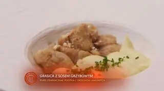 Grasica z purée ziemniaczanym i sosem grzybowym