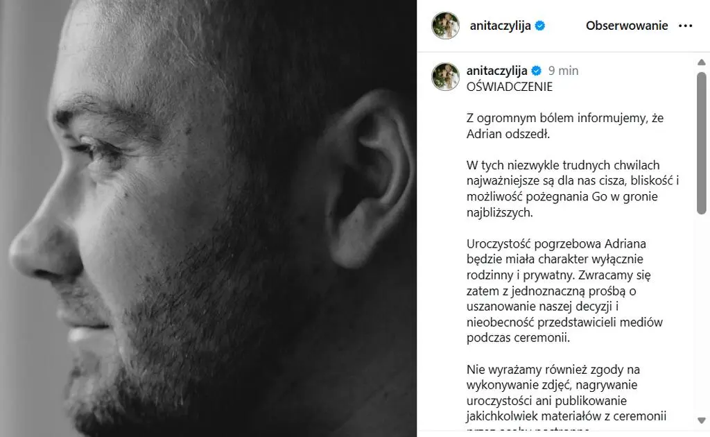 Nie żyje Adrian Szymaniak